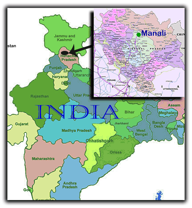 map of india showing where is manali in himachal pradesh