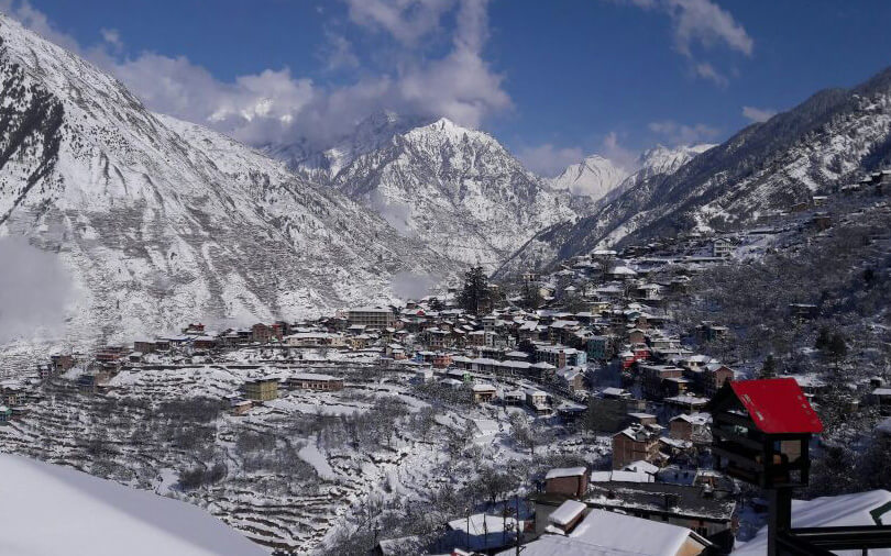 beautiful view of bharmour covered in snow 2017